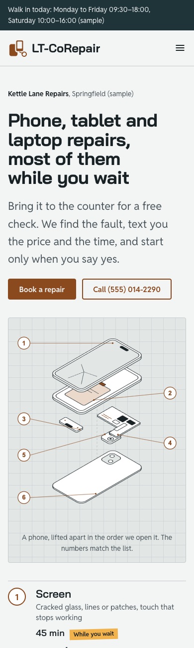 LT CoRepair design on a phone