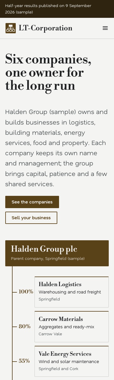 LT Corporation design on a phone