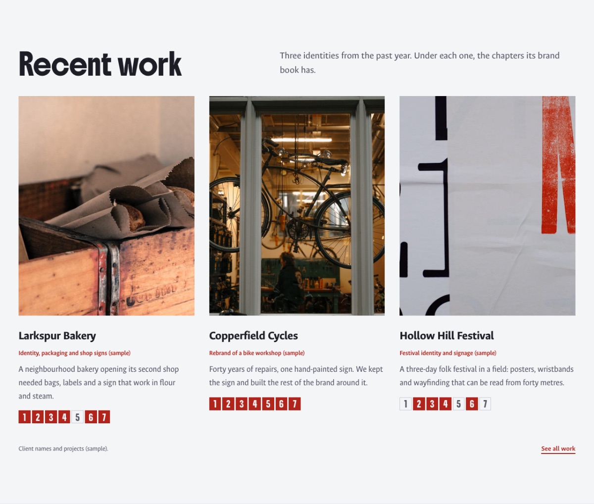 LT Design Studio design: work section