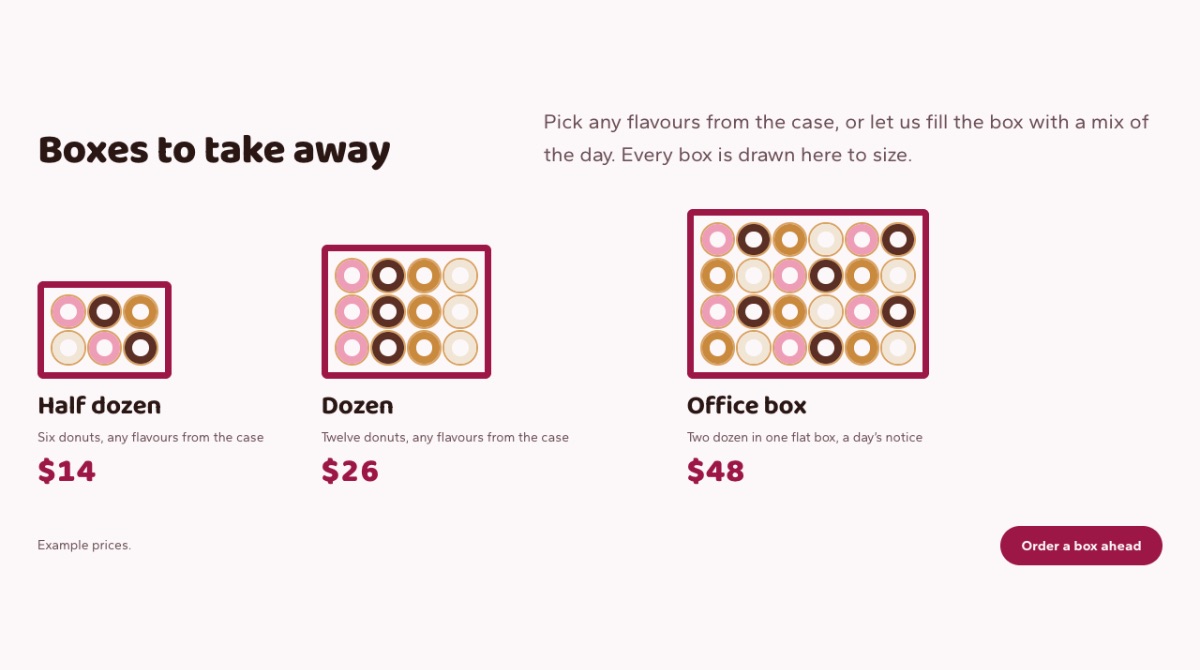 LT Donut design: boxes section