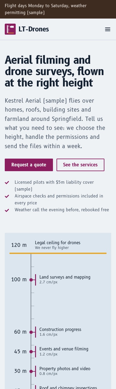 LT Drones design on a phone