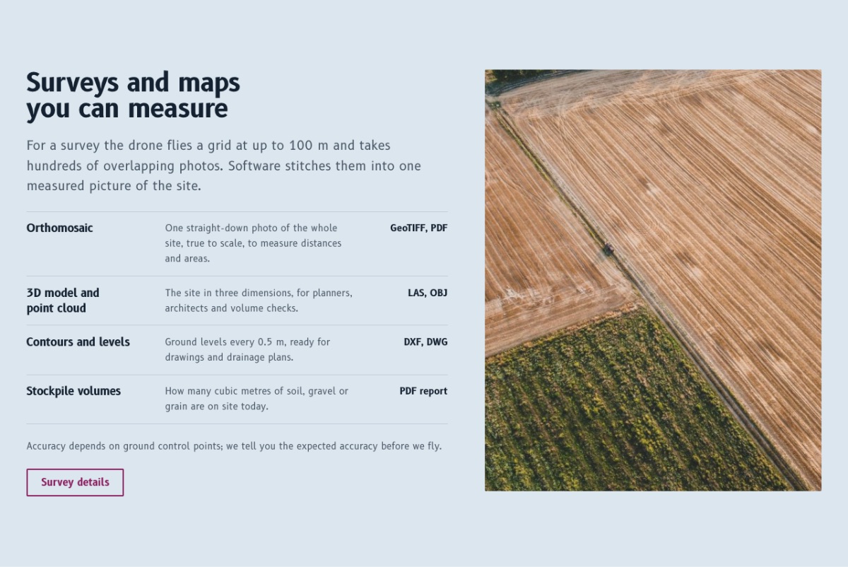 LT Drones design: surveys section