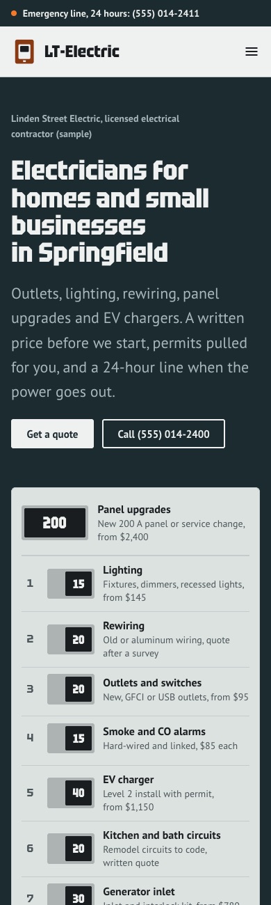 LT Electric design on a phone