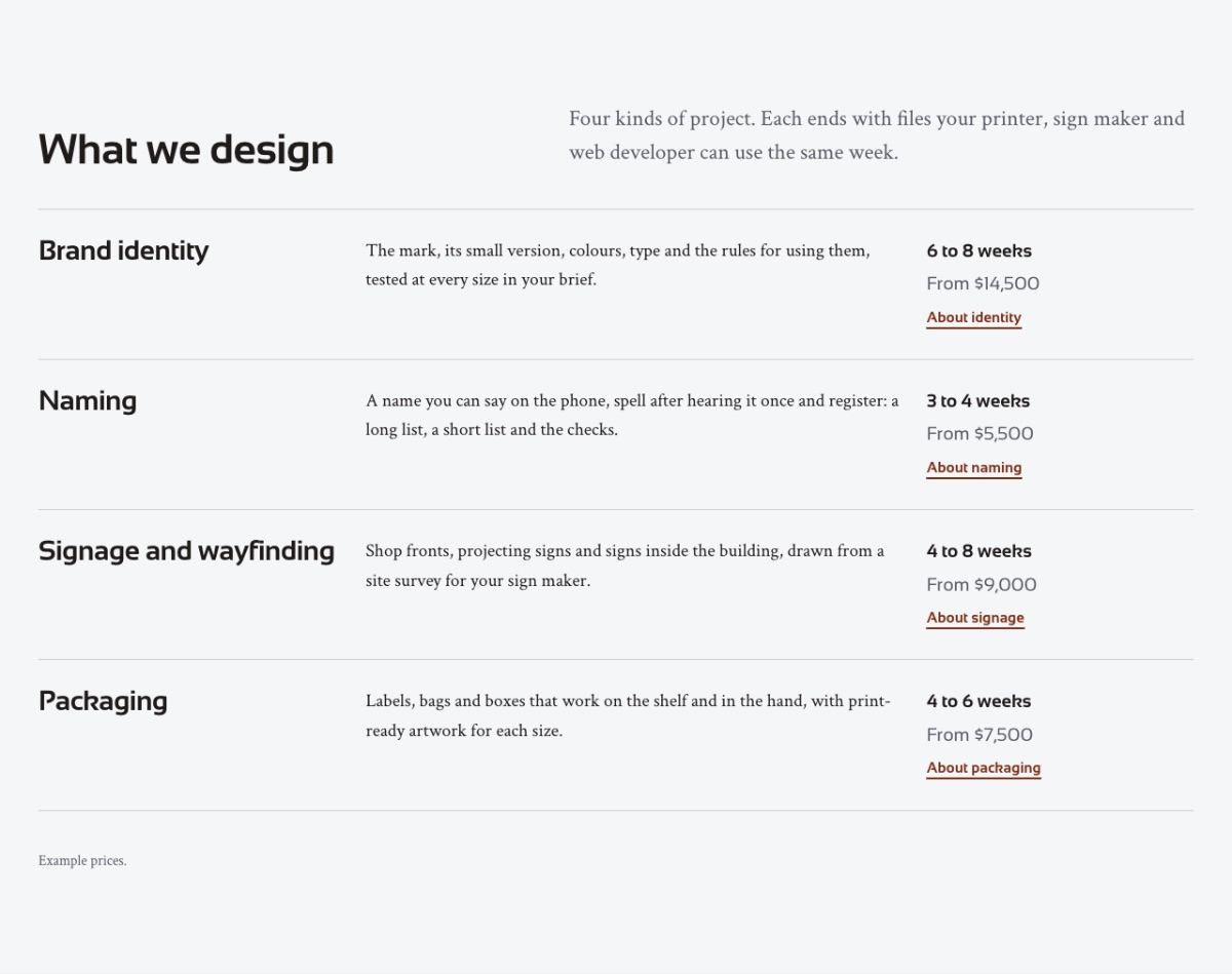 LT Enterprise design: services section