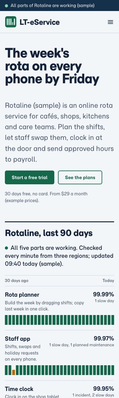LT eService design on a phone