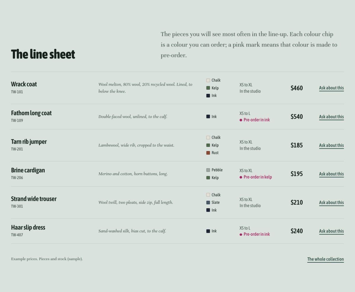 LT Fashion design: sheet section