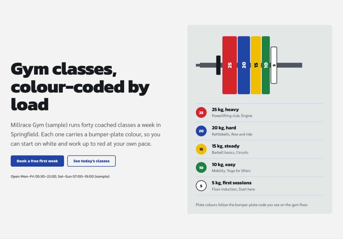 LT Fitness design: start section
