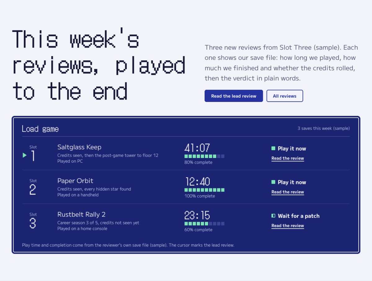 LT Game design: reviews section