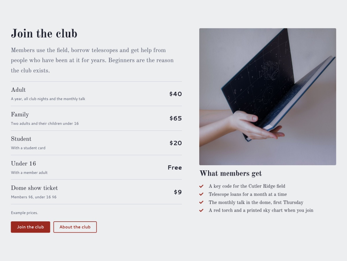 LT Gravity design: club section