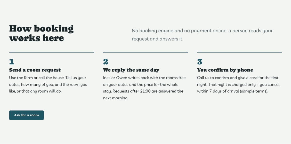 LT Hotel Booking design: how to book section