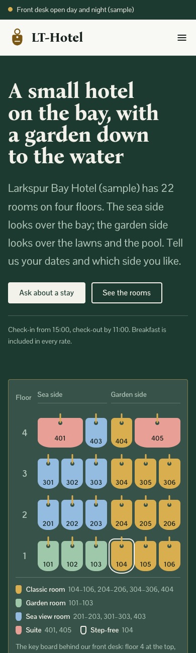 LT Hotel design on a phone