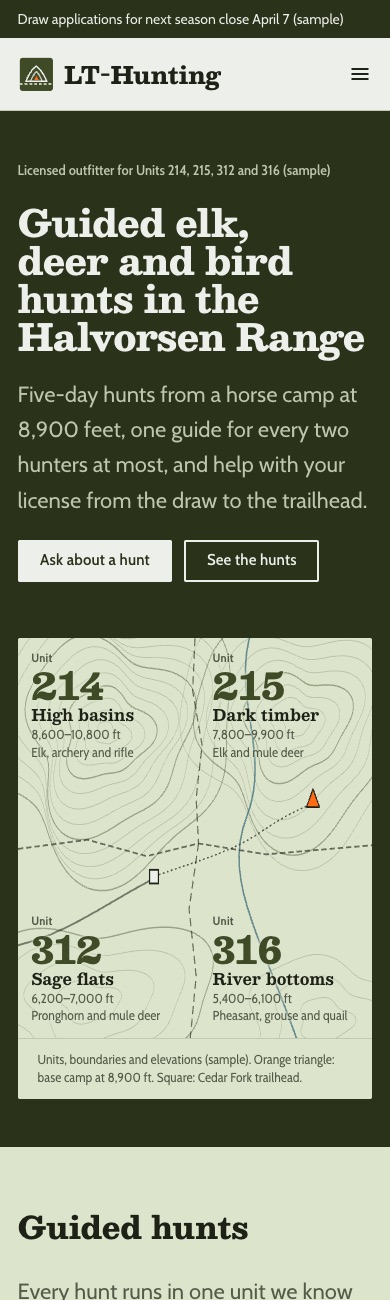 LT Hunting design on a phone