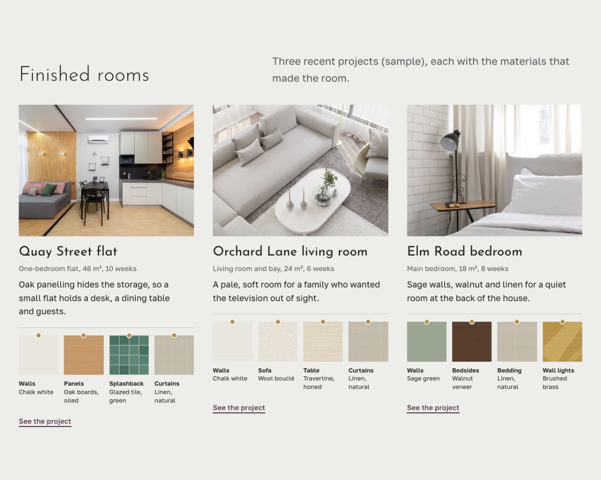 LT Interior Design design: projects section