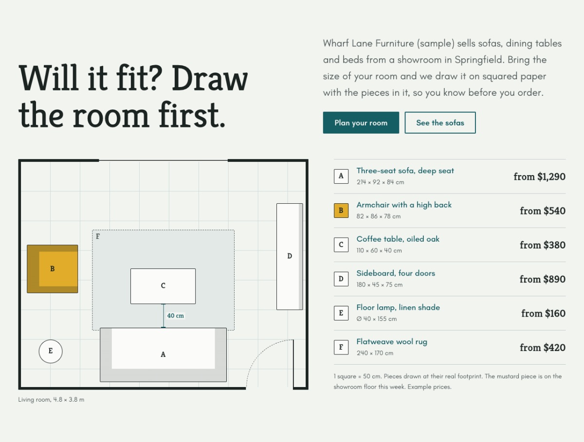 LT Interior Store design: plan section
