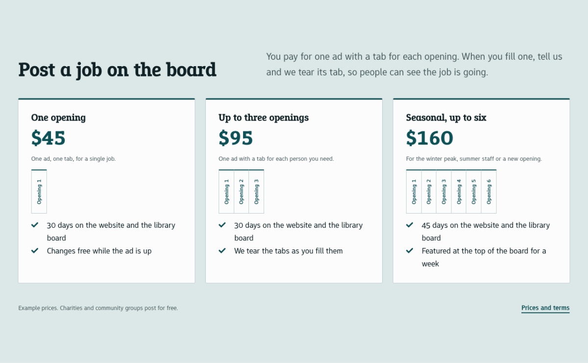 LT Jobboard design: post section