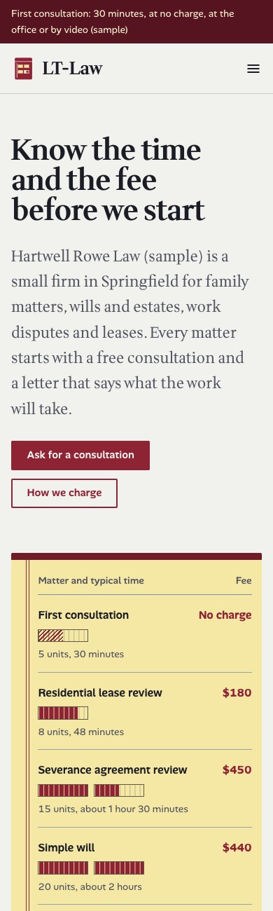 LT Law design on a phone