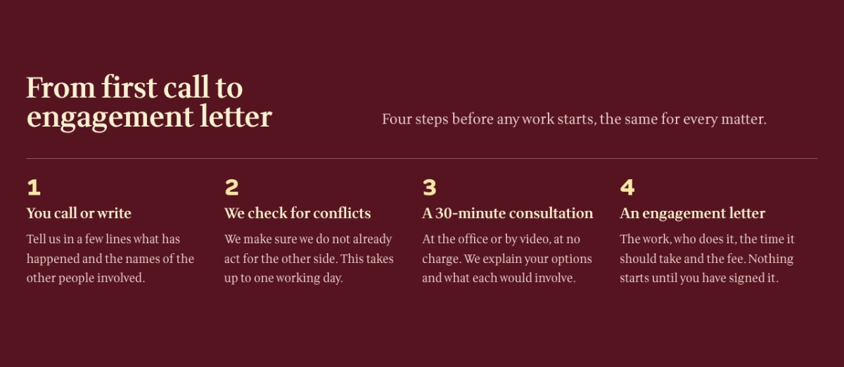 LT Law design: steps section