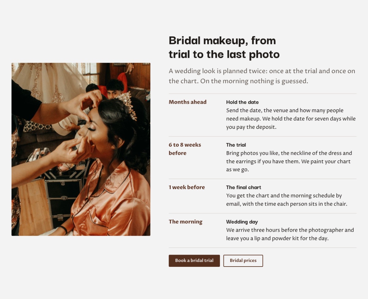 LT Makeup design: bridal section