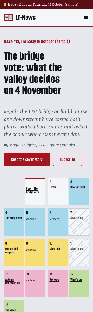 LT News design on a phone