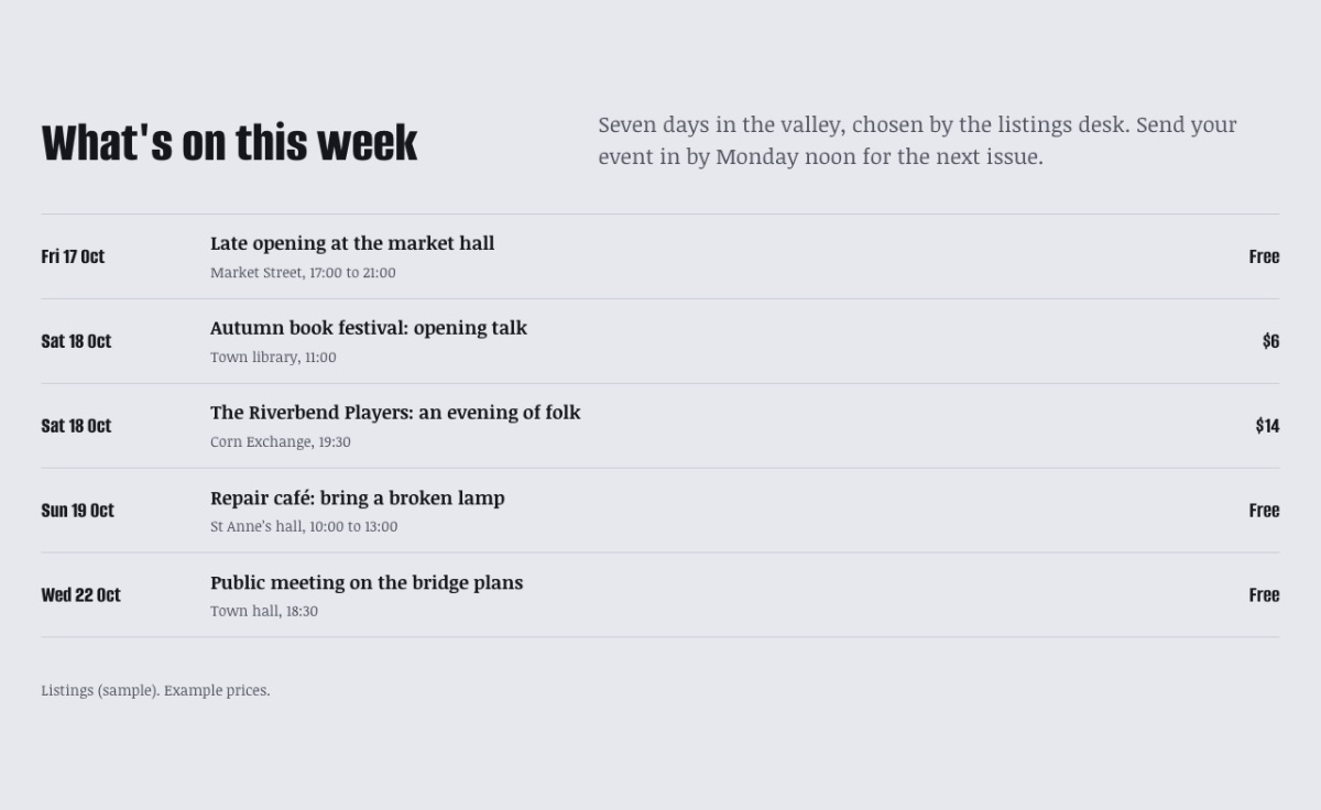 LT News design: whats on section