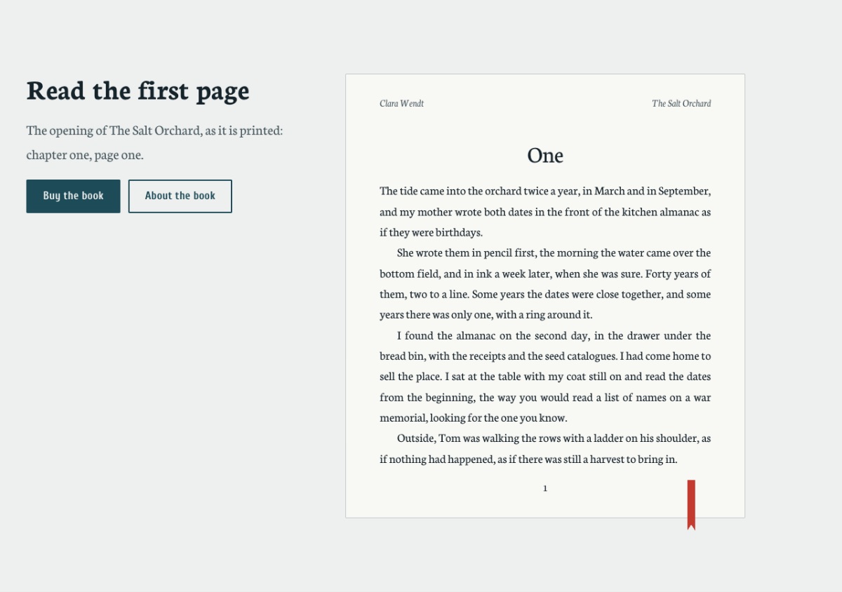 LT Novel design: first page section