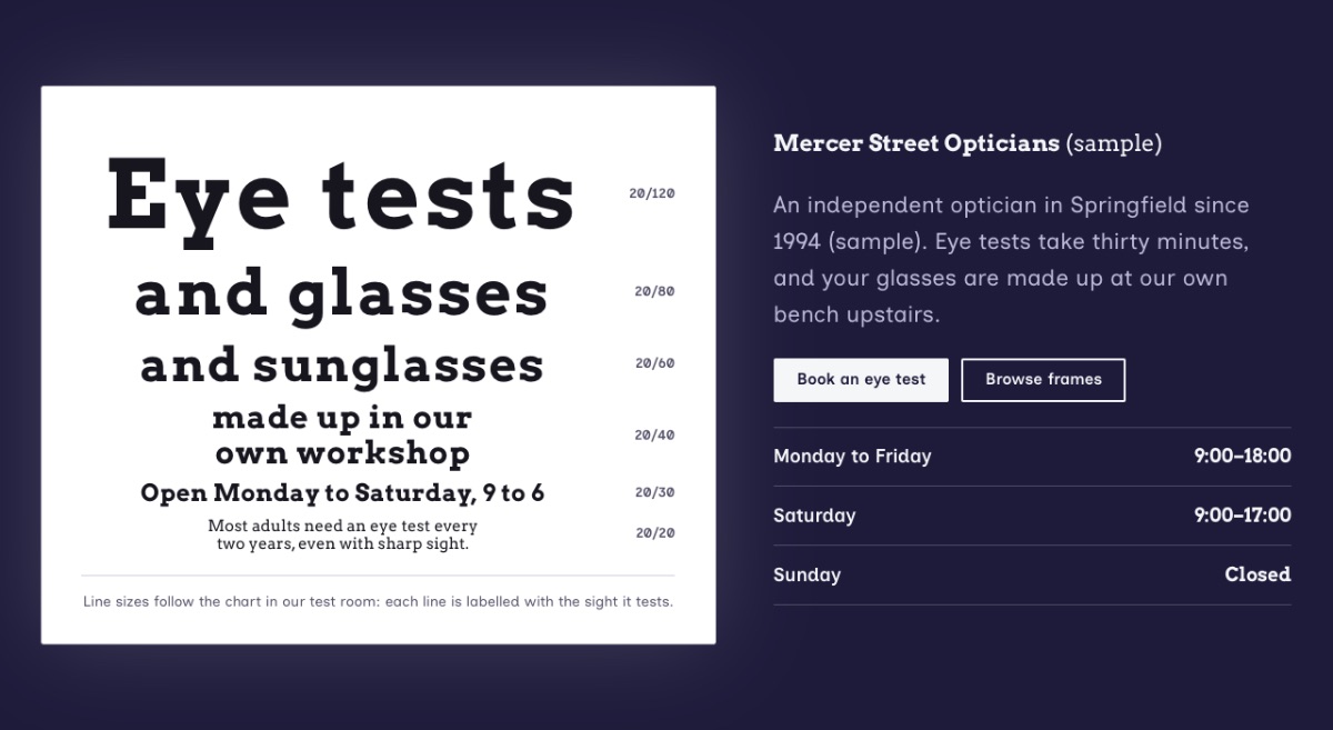LT Optik design: chart section