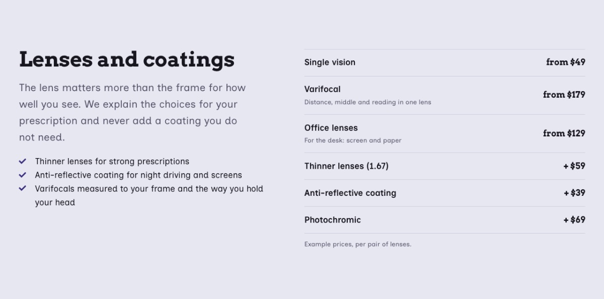 LT Optik design: lenses section