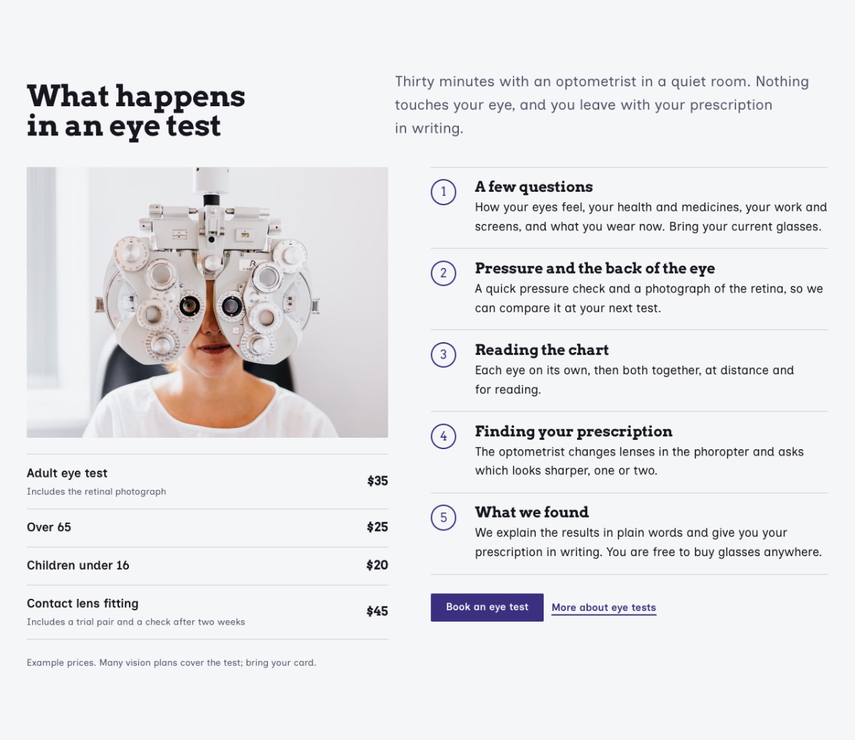 LT Optik design: tests section