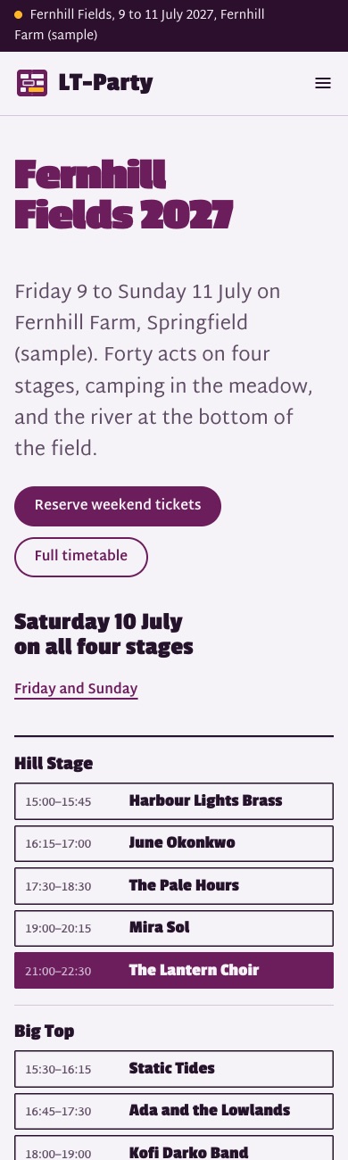 LT Party design on a phone