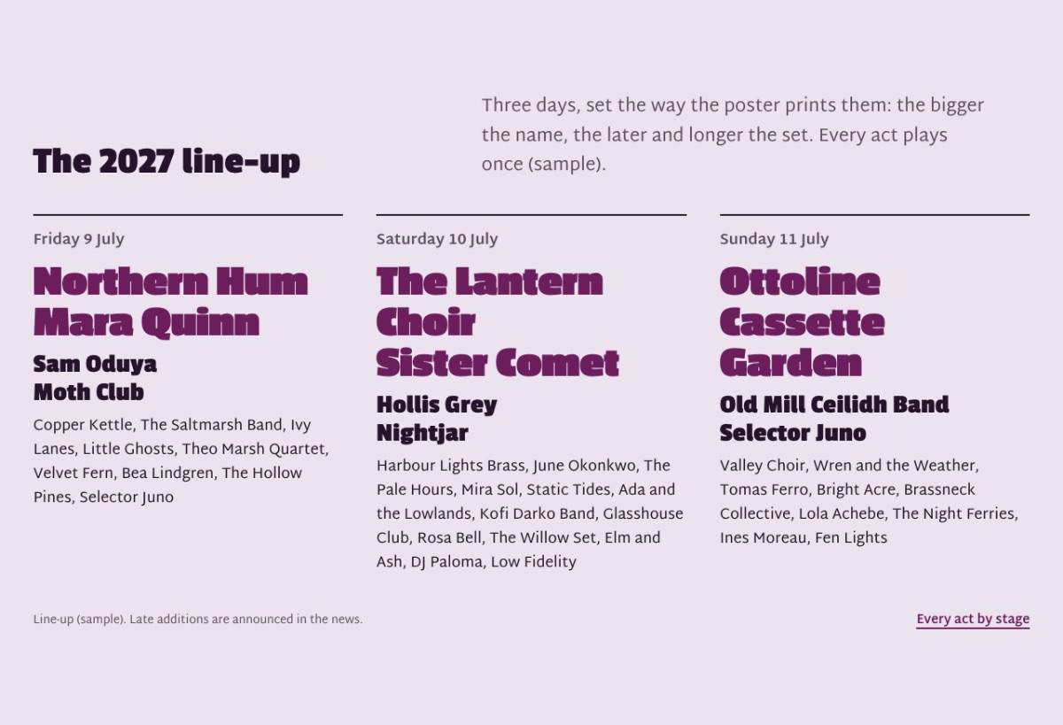 LT Party design: lineup section