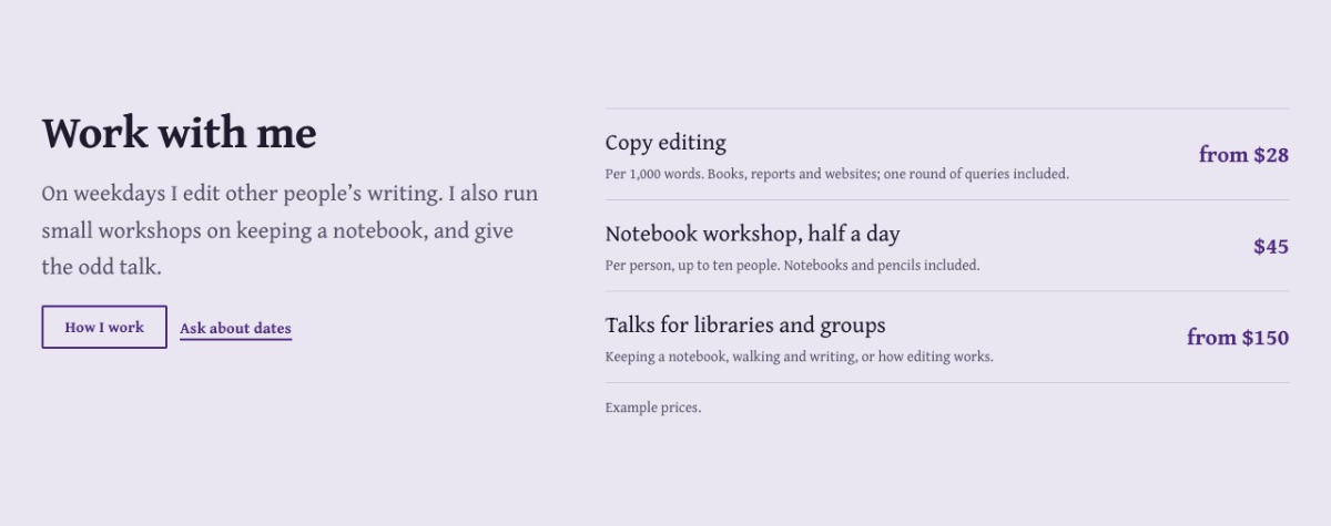 LT Personal design: work section