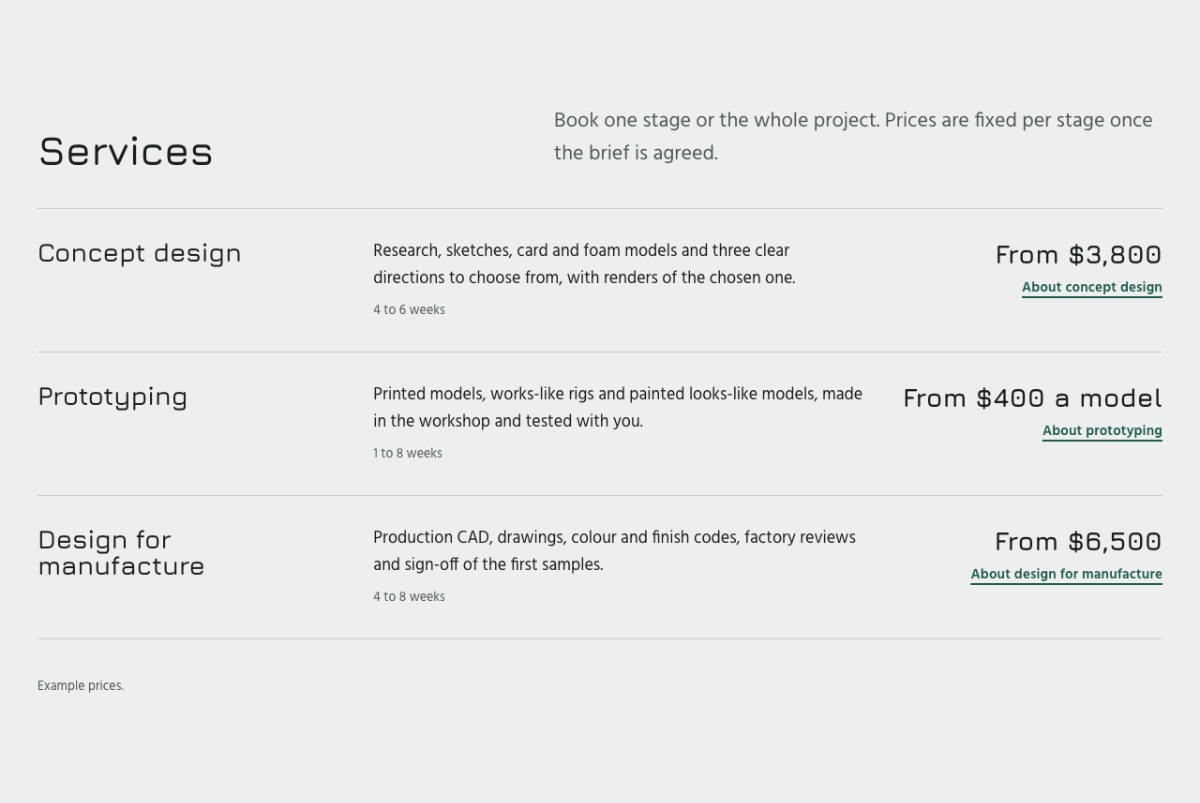 LT Portfolio design: services section