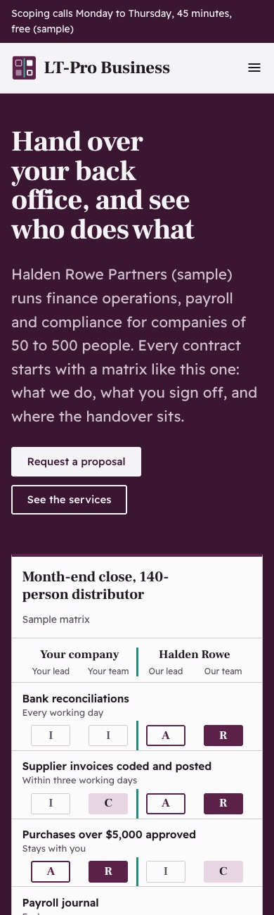 LT Pro Business design on a phone