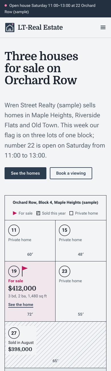 LT Real Estate design on a phone