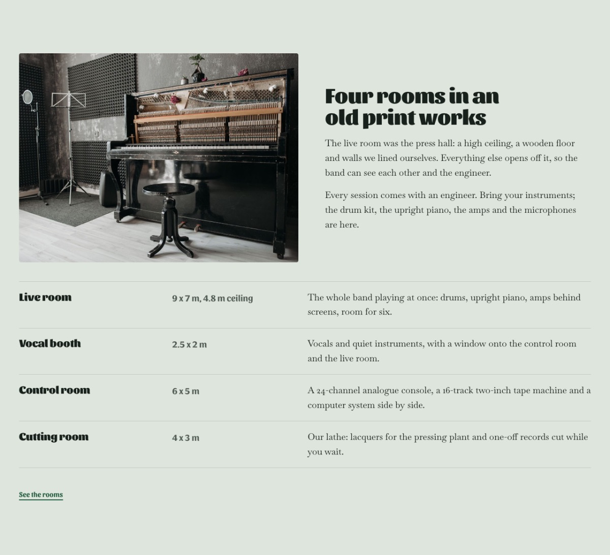 LT Recoric design: studio section