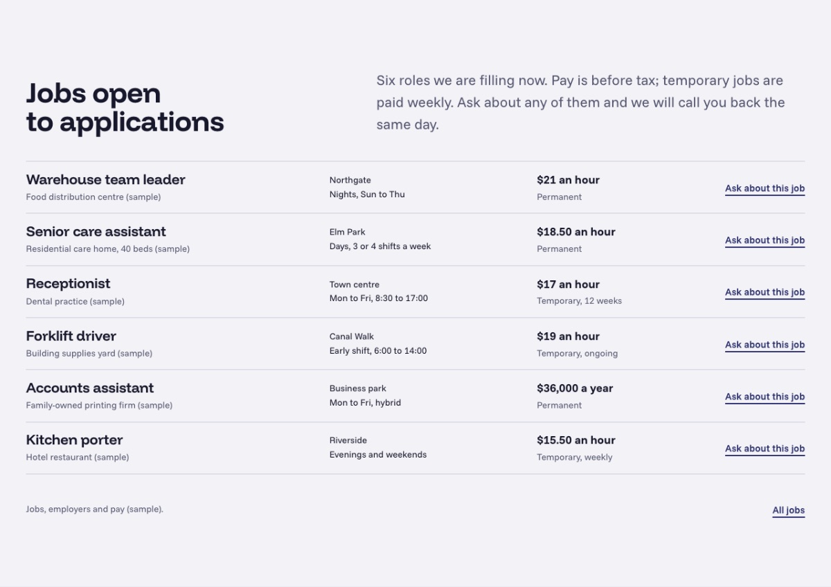 LT Recruit design: jobs section