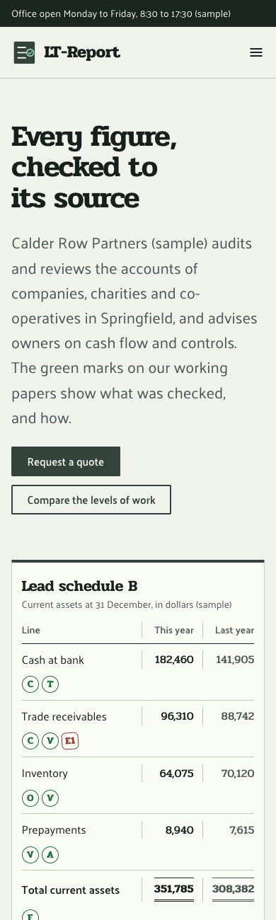 LT Report design on a phone