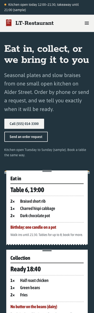 LT Restaurant design on a phone
