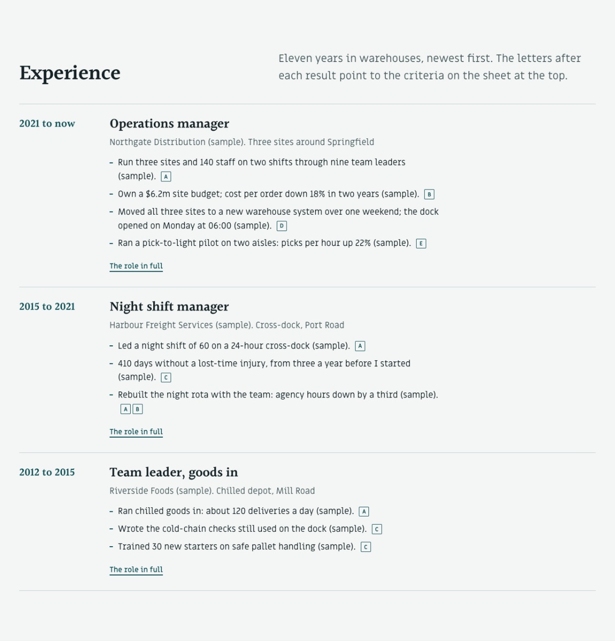 LT Resume design: experience section