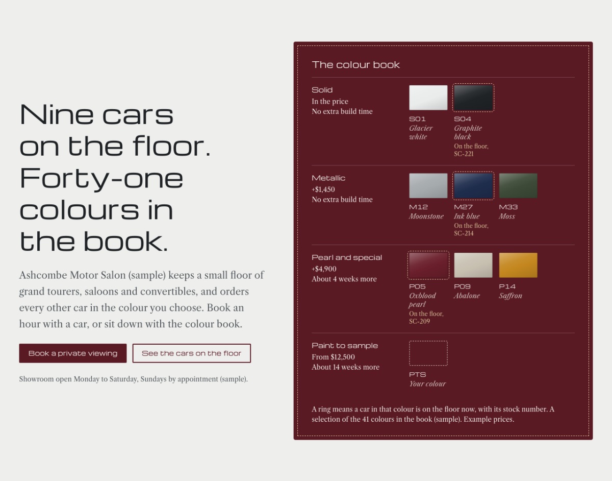 LT Salon Car design: colours section