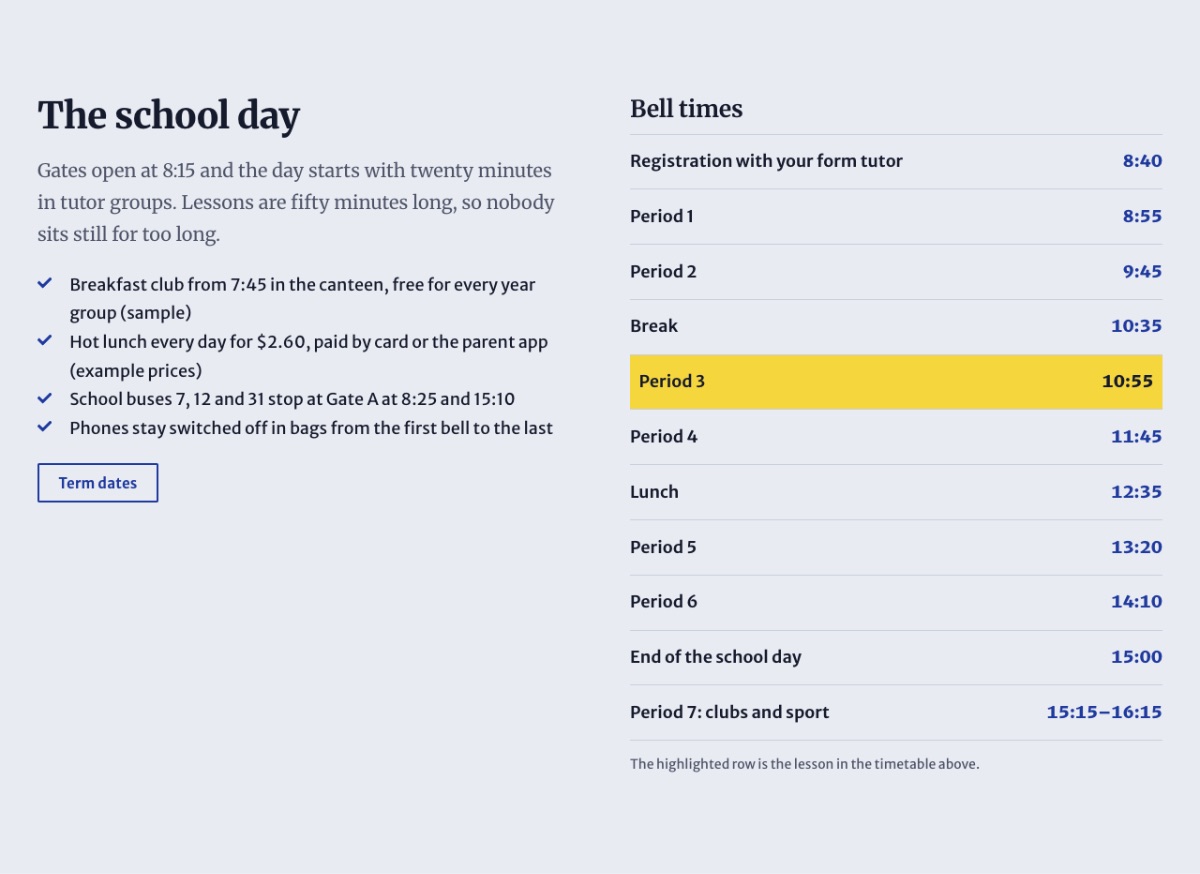 LT School design: day section