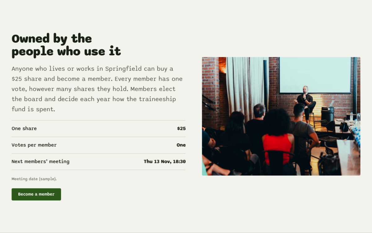 LT Social Company design: members section