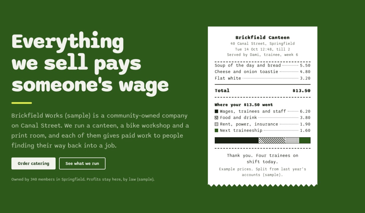 LT Social Company design: receipt section