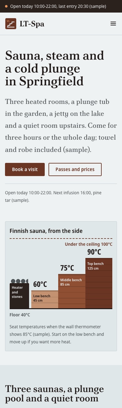 LT Spa design on a phone