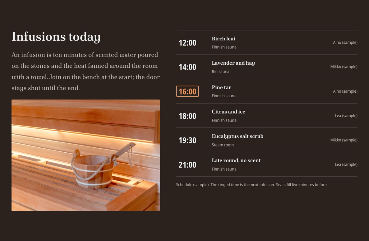 LT Spa design: infusions section