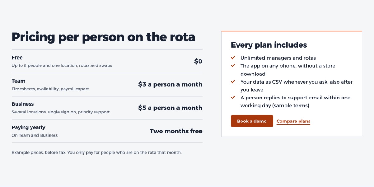 LT Start Up design: pricing section