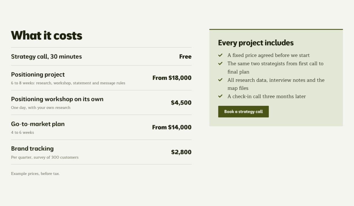 LT Strategy design: prices section