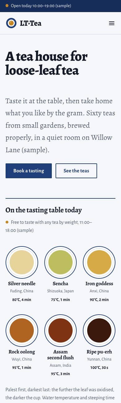 LT Tea design on a phone