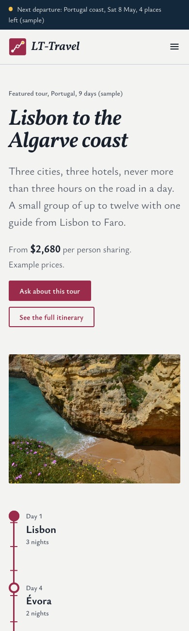 LT Travel design on a phone