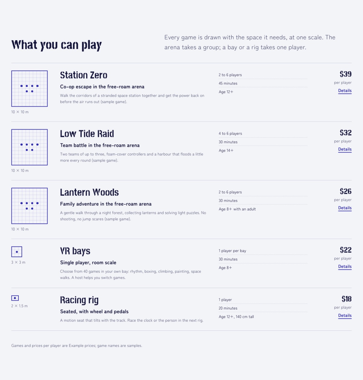 LT Virtual design: experiences section